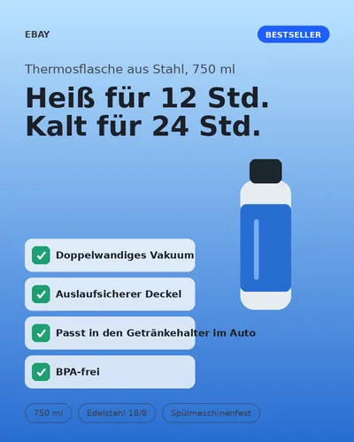 Infografik-Slide für eine Thermosflasche